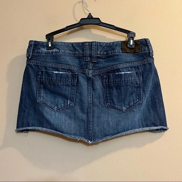 Express Vtg y2k Micro Mini Skirt Denim Jean Low Rise Preppy Sz 6 - Picture 4 of 9